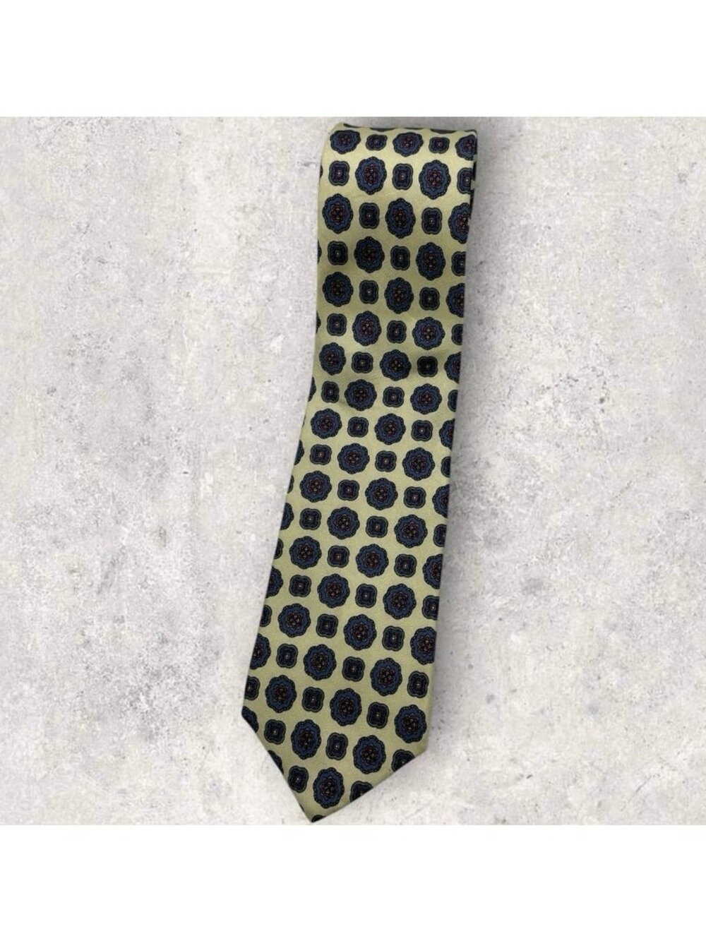 NEW LIBERTY Silk Tie USA Beige Blue Burgundy Geometric Floral W:3.5"